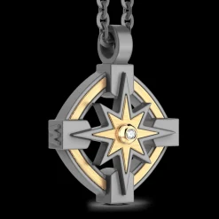 Collana Zancan in Titanio e Oro 18kt con Rosa dei Venti e Diamante | Eternity Titanium