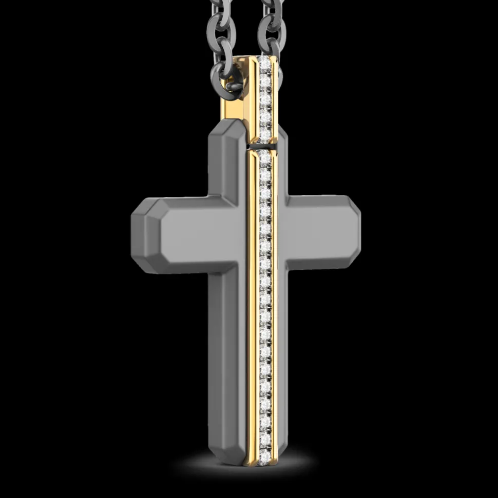 Collana Zancan in Titanio, Oro 18kt e Diamanti | Lusso Made in Italy