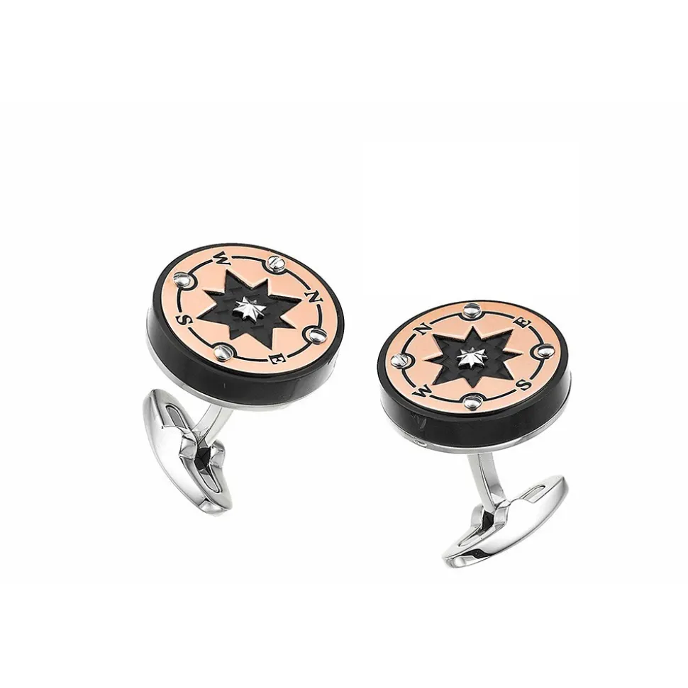 Gemelli Zancan in acciaio nero con rosa dei venti.