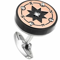 Gemelli Zancan in acciaio nero con rosa dei venti.
