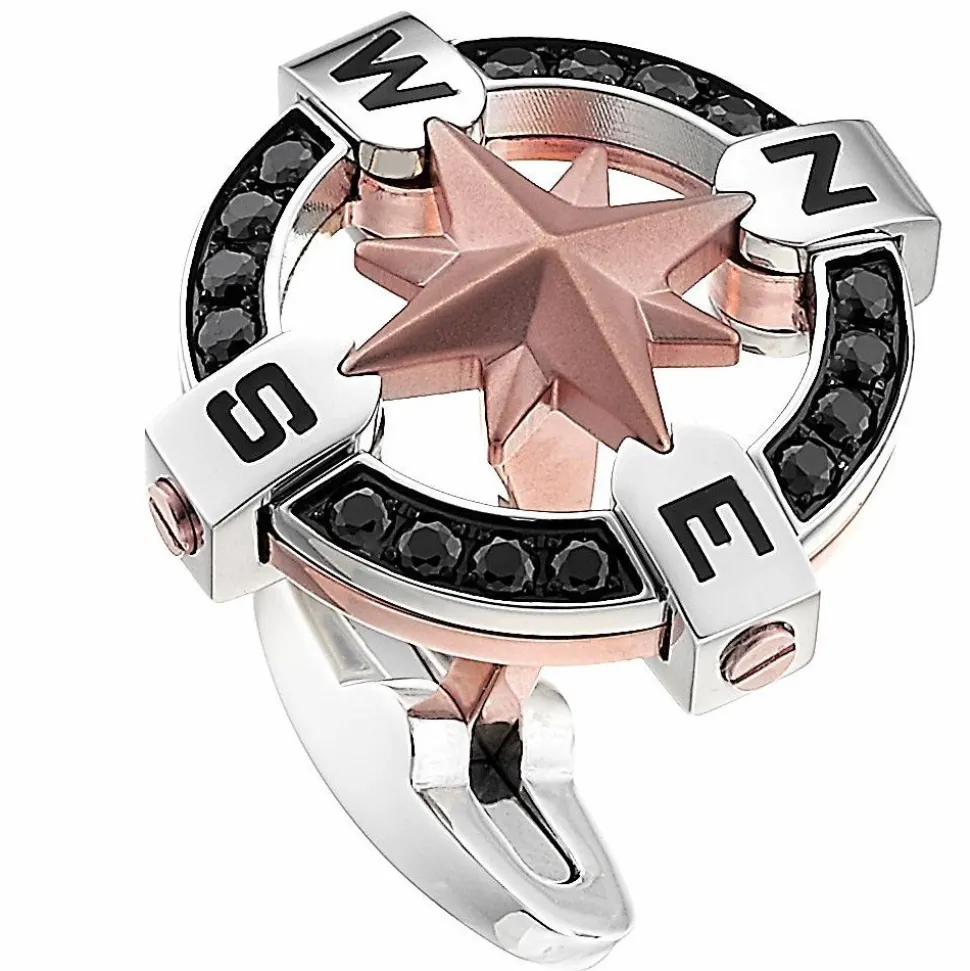 Gemelli Zancan in acciaio nero con rosa dei venti.