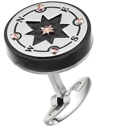Gemelli Zancan in acciaio nero con rosa dei venti.