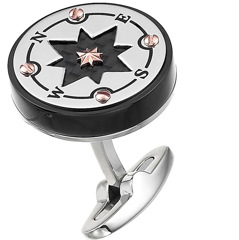 Gemelli Zancan in acciaio nero con rosa dei venti.