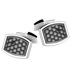 Gemelli Zancan in argento con pietra nera.
