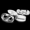 Gemelli Zancan in argento con pietre nere.