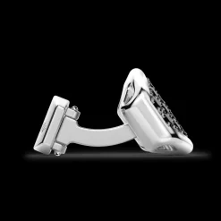 Gemelli Zancan in argento con pietre nere.